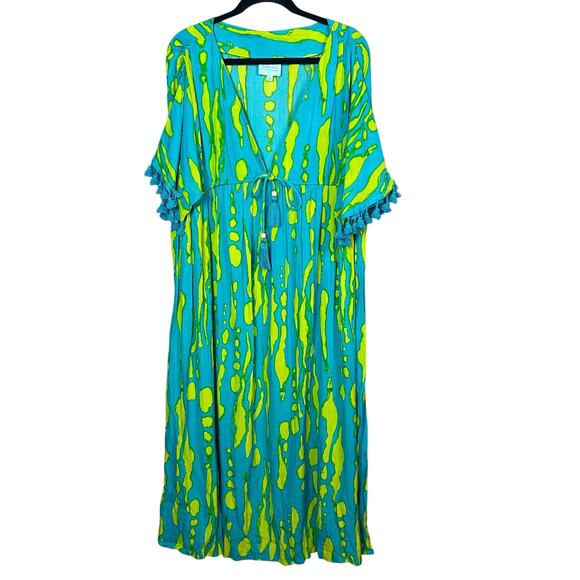 True Destinations Cover up Dress Size M Boho long maxi colorful tassel vacation - Picture 7 of 14
